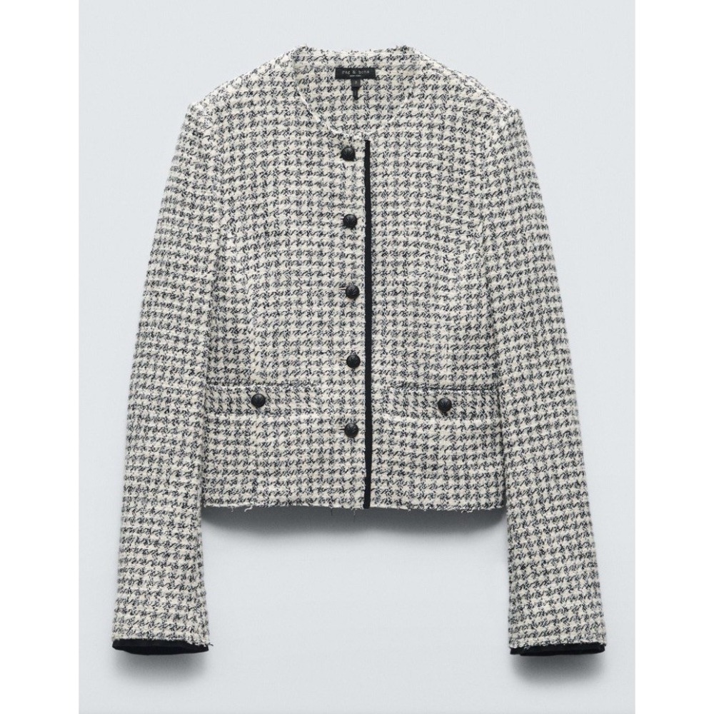 Rag & Bone Carmen Jacket Sz 4 Retail- $528 Quiet Luxury Preppy Cotton Tweed‎